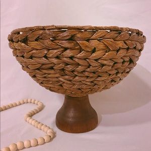 Woven Seagrass Wicker Pedestal Basket